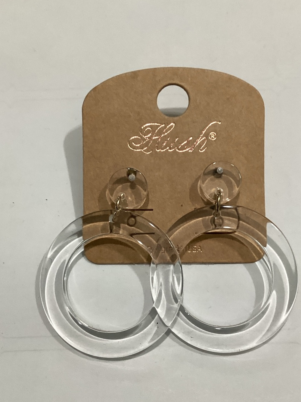 Clear Double Hoop Acrylic Earrings with Gold Accents